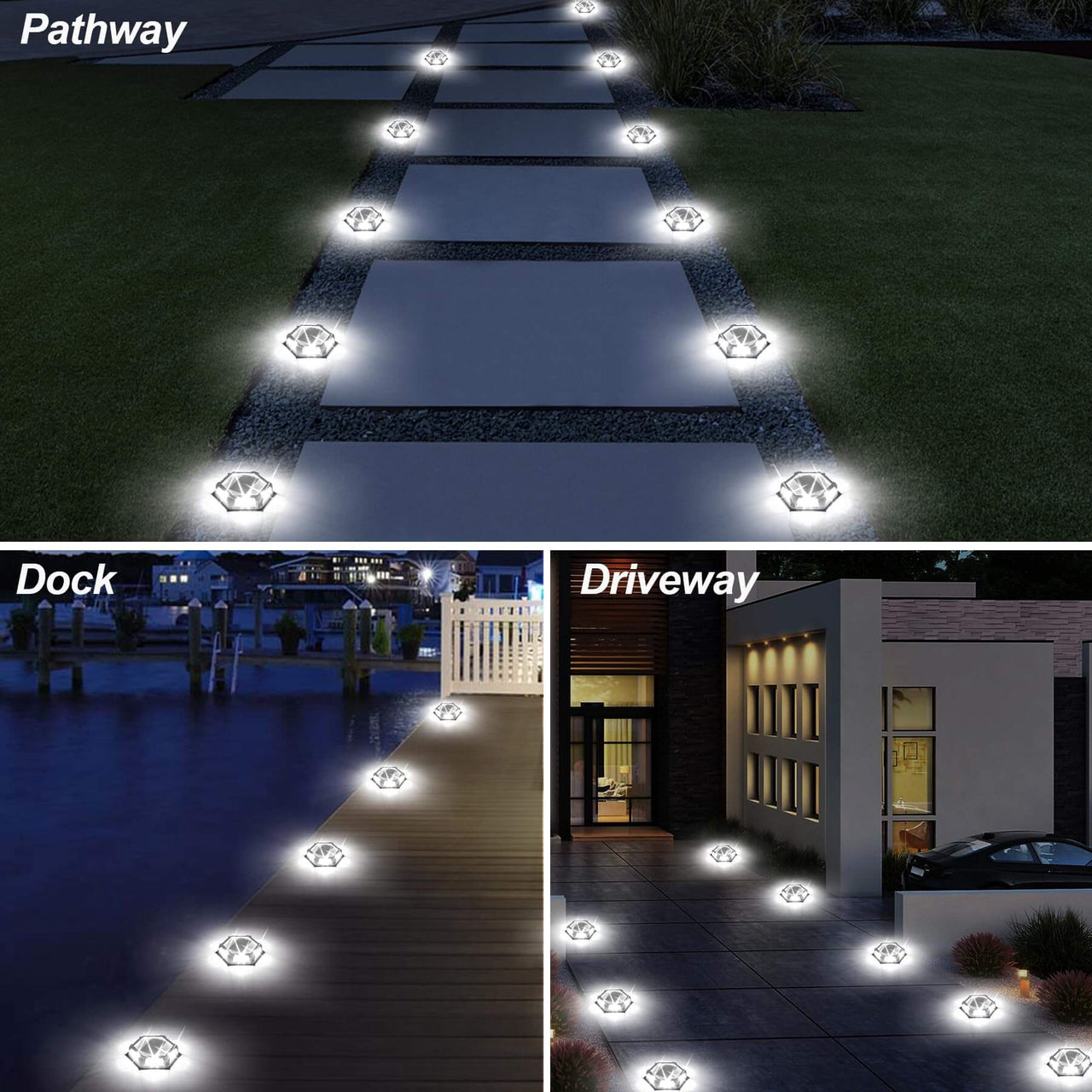 White Solar Dock Lights Aluminum Deck Lighting